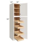 Cambridge Antique White Glaze 18x84x24 Wall Pantry Cabinet with 4 Rollout Trays