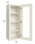 Cambridge Antique White Glaze 15x42 Wall Glass Door Cabinet (Prepped for Glass Doors)