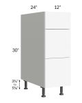 Milan White Matte 12" 3-Drawer Base Cabinet