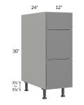 Milan Grey Gloss 12" 3-Drawer Base Cabinet