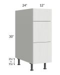 Milan Cream 12" 3-Drawer Base Cabinet
