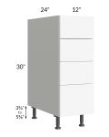 Milan White Matte 12" 4-Drawer Base Cabinet