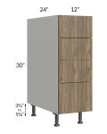 Milan Pecan 12" 4-Drawer Base Cabinet