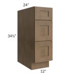 Midtown Mocha Shaker 12" Drawer Base Cabinet