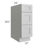 Midtown Painted Grey Shaker 12" Drawer Base Cabinet