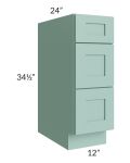 Midtown Mint Green Shaker 12" Drawer Base Cabinet
