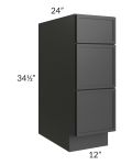 Vienna Black 12" Drawer Base Cabinet