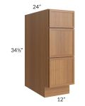 Portland Walnut 12" Drawer Base Cabinet