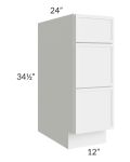 Portland White 12" Drawer Base Cabinet