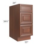 Phoenix Caramel Glaze 15" 3-Drawer Base Cabinet