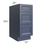Bayville Blue 15" 3-Drawer Base Cabinet