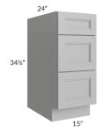 Charlotte Grey 15" 3-Drawer Base Cabinet