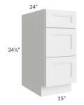 Charlotte White 15" 3-Drawer Base Cabinet