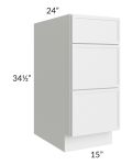 Township White 15" 3-Drawer Base Cabinet