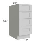 Tuscan Painted Grey 15" 4-Drawer Base Cabinet