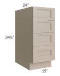Tuscan Oyster 15" 4-Drawer Base Cabinet