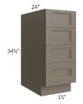 Tuscan Stone 15" 4-Drawer Base Cabinet
