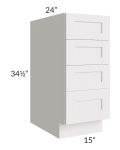 Midtown Cloud Shaker 15" 4-Drawer Base Cabinet