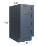 Midtown Blue Shaker 15" 4-Drawer Base Cabinet