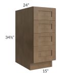 Midtown Mocha Shaker 15" 4-Drawer Base Cabinet