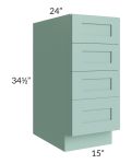Midtown Mint Green Shaker 15" 4-Drawer Base Cabinet
