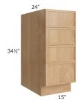 Vienna Timber 15" 4-Drawer Base Cabinet