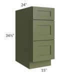 Midtown Hunter Green Shaker 15" Drawer Base Cabinet