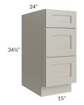 Stratton Light Grey Shaker 15" 3-Drawer Base Cabinet