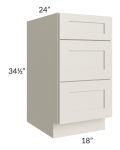 Asheville Cloud Shaker 18" 3-Drawer Base Cabinet 