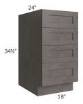 Midtown Dark Grey Shaker 18" 4-Drawer Base Cabinet