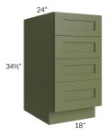 Midtown Hunter Green Shaker 18" 4-Drawer Base Cabinet