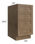 Midtown Mocha Shaker 18" 4-Drawer Base Cabinet