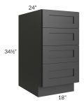 Midtown Black Shaker 18" 4-Drawer Base Cabinet