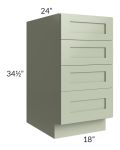 Midtown Pistachio Green Shaker 18" 4-Drawer Base Cabinet