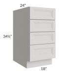 Salem Light Grey 18" 4-Drawer Base Cabinet