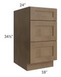Midtown Mocha Shaker 18" Drawer Base Cabinet