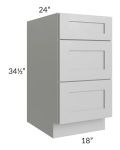 Midtown Painted Grey Shaker 18" Drawer Base Cabinet