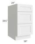 Belfast White 18" Drawer Base Cabinet