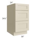 Stratton Khaki Shaker 18" 3-Drawer Base Cabinet 