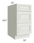 Wellfleet Linen 18" 3-Drawer Base Cabinet