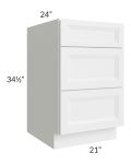Bayville White 21" 3-Drawer Base Cabinet