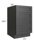 Midtown Black Shaker 21" 4-Drawer Base Cabinet