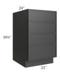 Vienna Black 21" 4-Drawer Base Cabinet