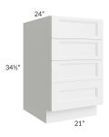 Union White 21" 4-Drawer Base Cabinet