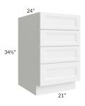 Salem White 21" 4-Drawer Base Cabinet