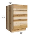 Prairie Shaker 21" 3-Drawer Base Cabinet 
