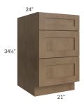 Midtown Mocha Shaker 21" Drawer Base Cabinet