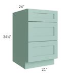 Midtown Mint Green Shaker 21" Drawer Base Cabinet
