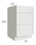 Palisades White 21" 3-Drawer Base Cabinet