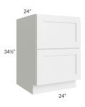 Stratton White Shaker 24" 2-Drawer Base Cabinet
